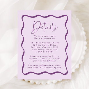 Modern Purple Wavy Frame Wedding Details Enclosure Card