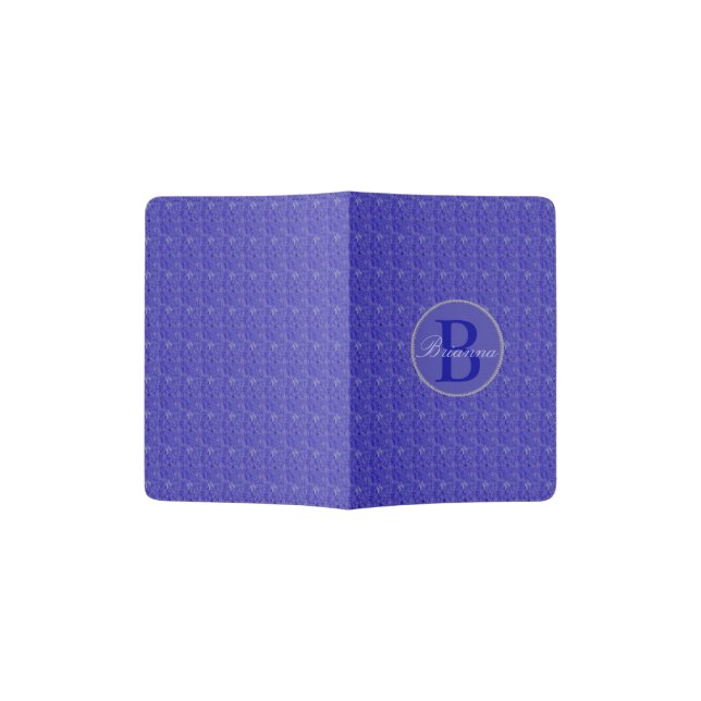 Modern Purple Weave Pattern Monogram Passport Holder (Opened)