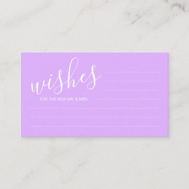 Modern Purple Wedding Advice and Wishes Card (Front)