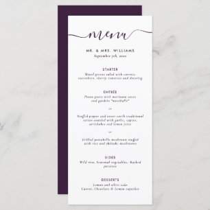 Modern Purple Wedding Menu