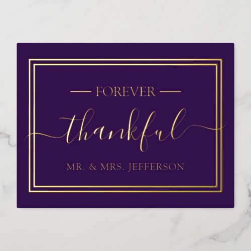 Modern Purple Wedding Mr  Mrs Thank You Foil Invitation Postcard