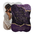   Modern Purple Wedding Photo Invitation 