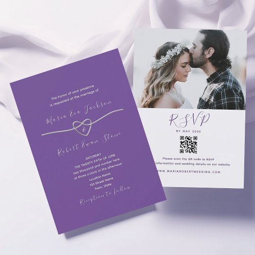 Modern Purple Wedding QR Code Invitation