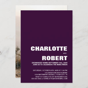 Modern Purple Wedding Reception Invitation