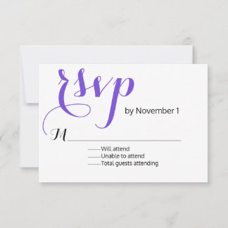 Modern Purple Wedding RSVP Card