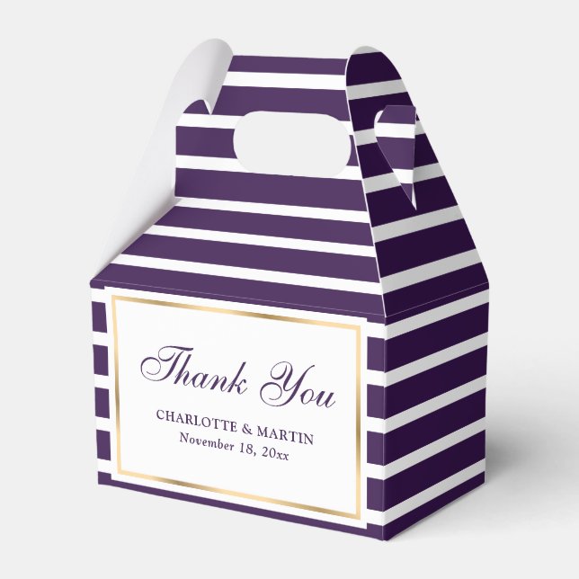 Modern Purple Wedding Thank You Favor Boxes (Front Side)