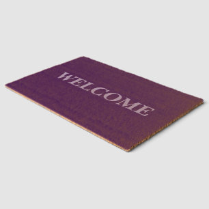 Modern Purple Welcome Personalized Coir Mat