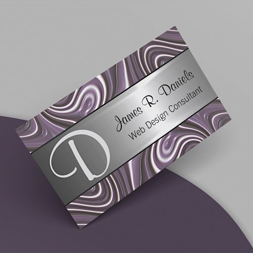 Modern Purple White 3D Liquid Swirls Pattern Business Card