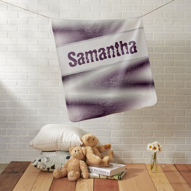 Modern Purple White Bold Abstract Lines Baby Blanket (In Situ)
