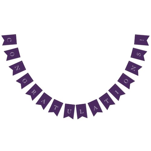 Modern Purple  White Congratulations Bunting Flags