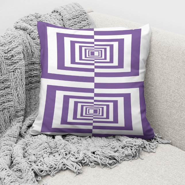 Modern Purple White Geometric Throw Pillow (Creator Uploaded)