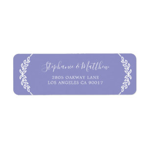 Modern Purple White Leaf Foliage Elegant Wedding Label