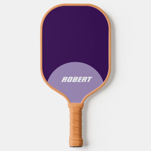 Modern purple &white monogram name pickleball paddle