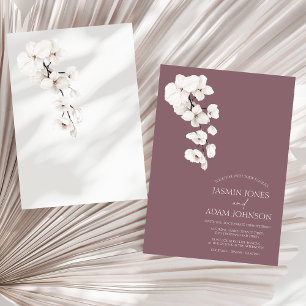 Modern Purple White Orchids Flowers Wedding Invitation