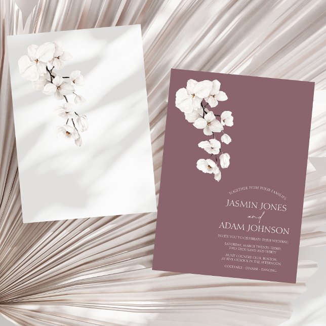 Modern Purple White Orchids Flowers Wedding Invitation (Modern Purple White Orchids Flowers Wedding Invitation)