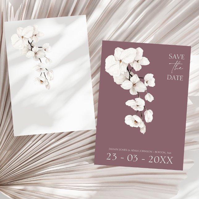 Modern Purple White Orchids Flowers Wedding Save The Date (Modern Purple White Orchids Flowers Wedding Save The Date)
