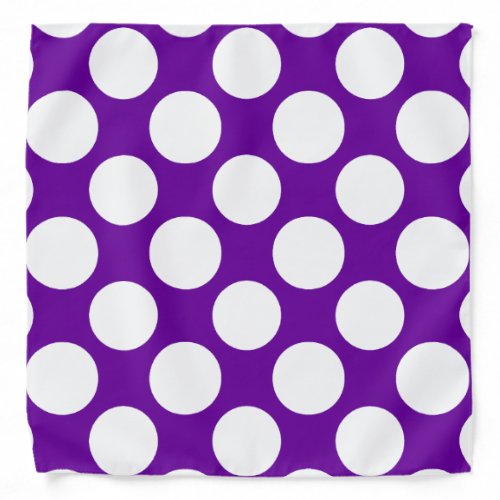 Modern Purple White Polka Dots Pattern Bandana