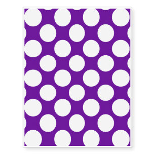 Modern Purple White Polka Dots Pattern Temporary Tattoos