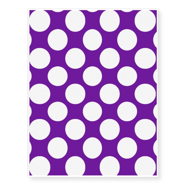 Modern Purple White Polka Dots Pattern Temporary Tattoos (Front)