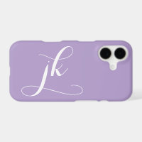 Modern Purple White Script Monogram Name