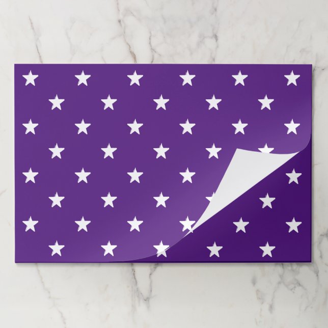Modern purple white stars pattern paper placemats (Folded)