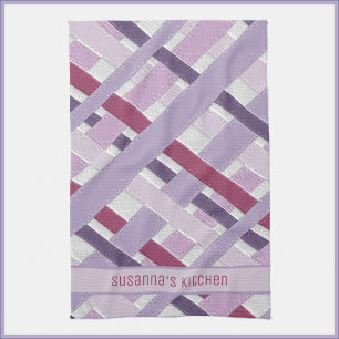 Modern Purple & White Striped Kitchen Towel