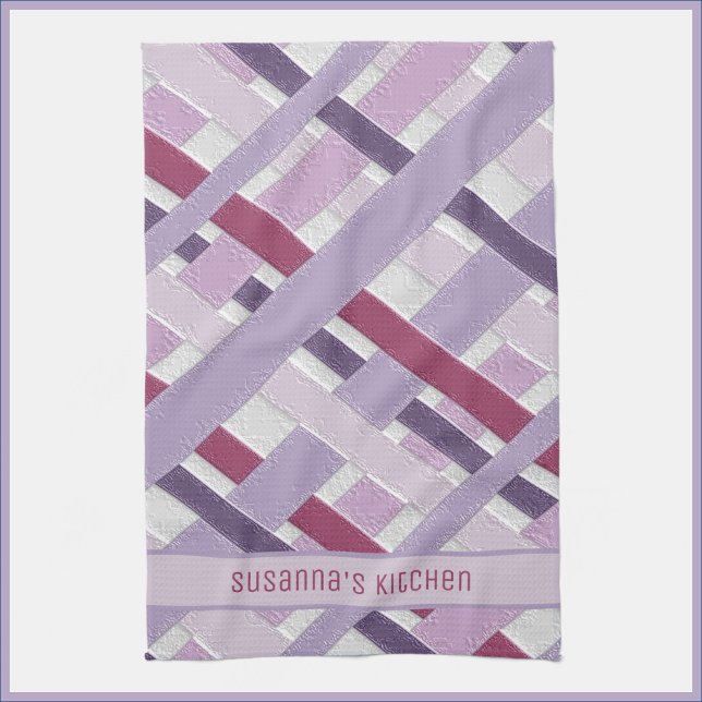 Modern Purple & White Striped  Kitchen Towel (Creator Uploaded)
