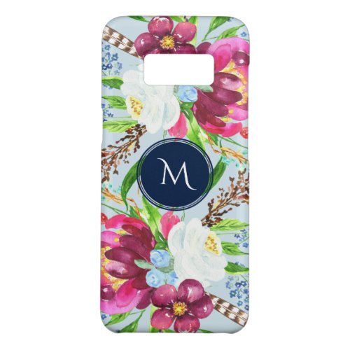 Modern Purple  White Watercolor Flowers 1c Case_Mate Samsung Galaxy S8 Case