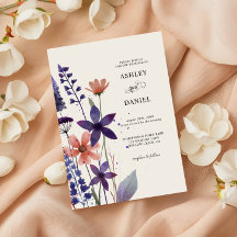Modern Purple Wildflower Garden Wedding Invitation