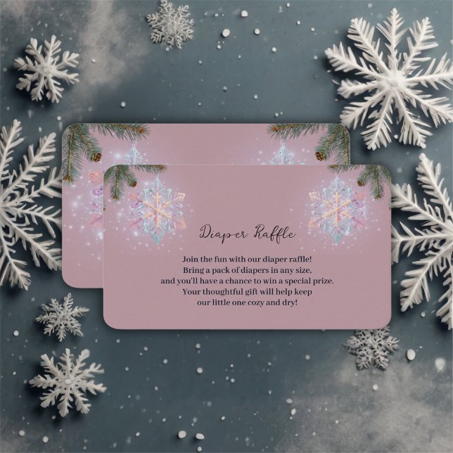 Modern Purple Winter Snowflakes Cute Baby Shower Enclosure Card (Creator Uploaded)