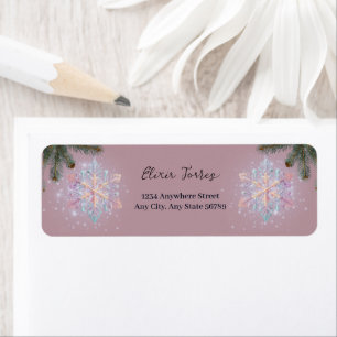 Modern Purple Winter Snowflakes Cute Baby Shower Label