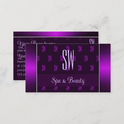 Modern Purple with Initials Professional Stylish Business Card