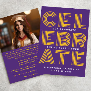 MODERN PURPLE YELLOW Class of 2025 GRAD PARTY Invitation