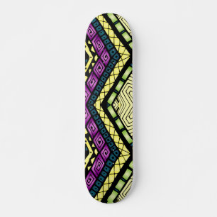 Modern Purple Yellow Tribal Pattern Skateboard