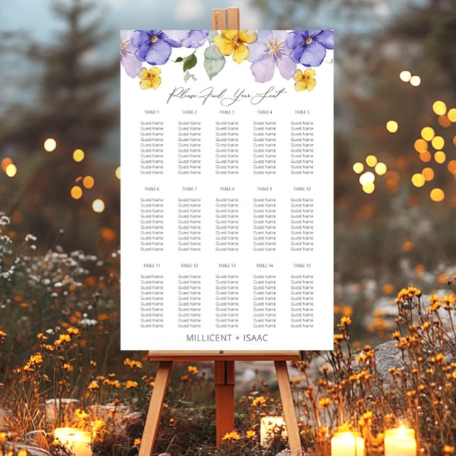 Modern Purple Yellow Violets Floral Seating Foam Board (Creator Uploaded)