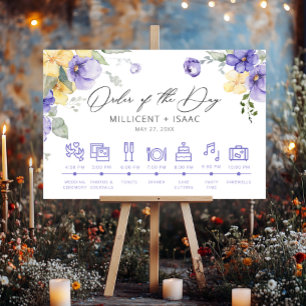 Modern Purple Yellow Violets Floral Timeline Foam Board