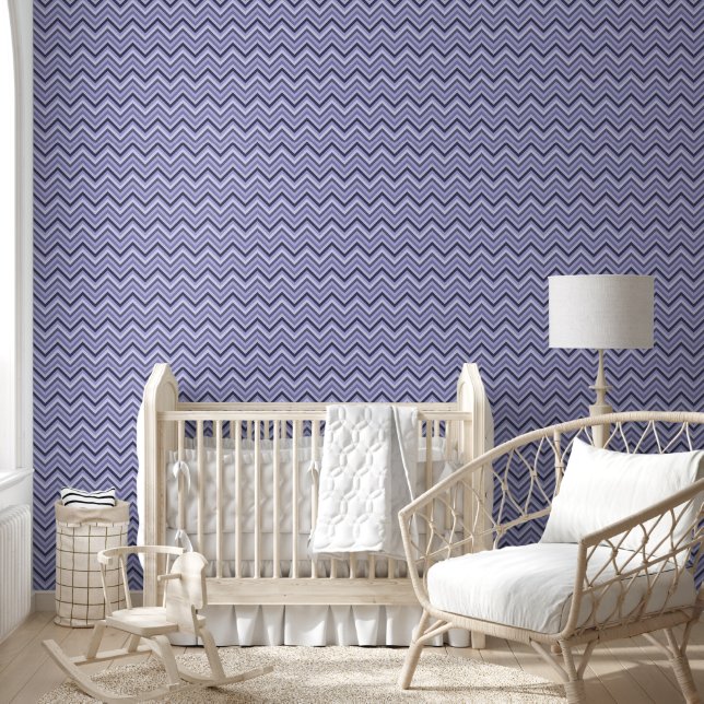 Modern Purple Zig Zag Striped Wallpaper (Kids)