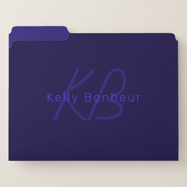 Modern Purplish Colors | Cool Name & Monogram File Folder (Front Left)