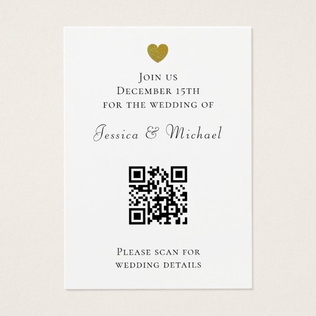 Modern QR Code All in One White Wedding Invitation (Front)
