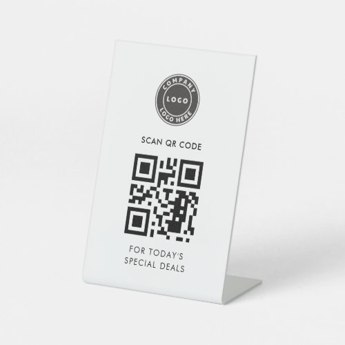 Modern QR Code and Business Logo Daily Update Pedestal Sign