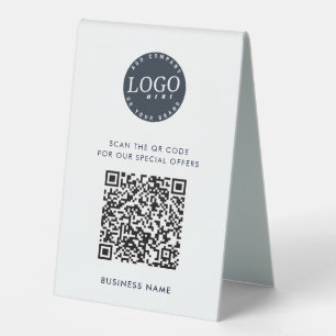 Modern QR Code and Business Logo Simple Table Tent
