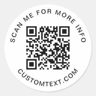 Modern QR code and custom text round Sticker