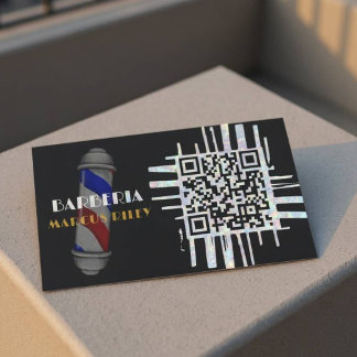 Modern QR Code Barber Customizable Card Design