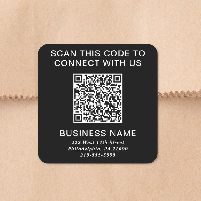 Modern QR Code Black Square Sticker (Modern QR Code Black Square Sticker)