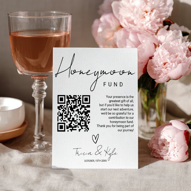 Modern QR code Black white Honeymoon Fund Wedding Foam Board (Modern QR code Black white Honeymoon Fund Wedding Foam Board)