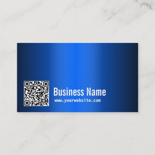 Customizable Modern QR Code Blue Metal Business Card