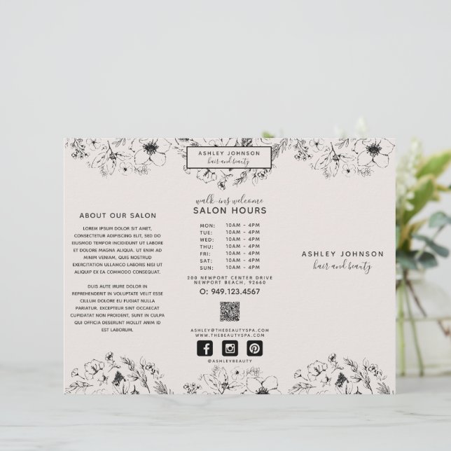 Modern QR Code Botanical Blush Photos Brouchure (Standing Front)