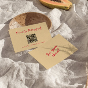 Modern QR Code Bright Colorful Retro Funky Wedding RSVP Card