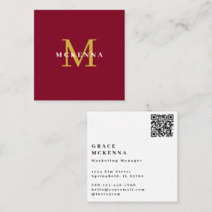 Modern QR Code Business Card Burgundy