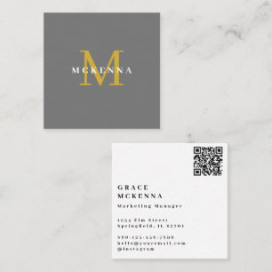 Modern QR Code Business Card Gold and Grey